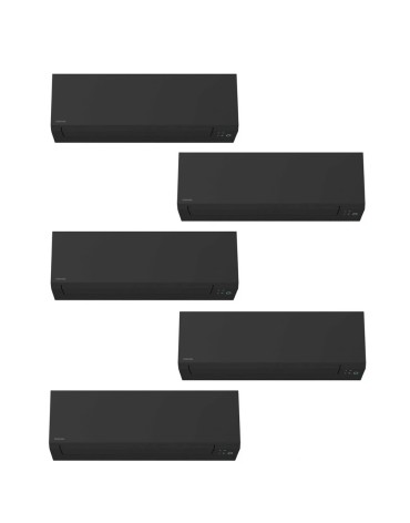 Aparat de aer condiționat multisplit TOSHIBA cu cinci unități interne EDGE Black, patru 9000 BTU și una de 12000 BTU, wifi integrat, garanție 60 luni, funcționare pe încălzire până la -20°C